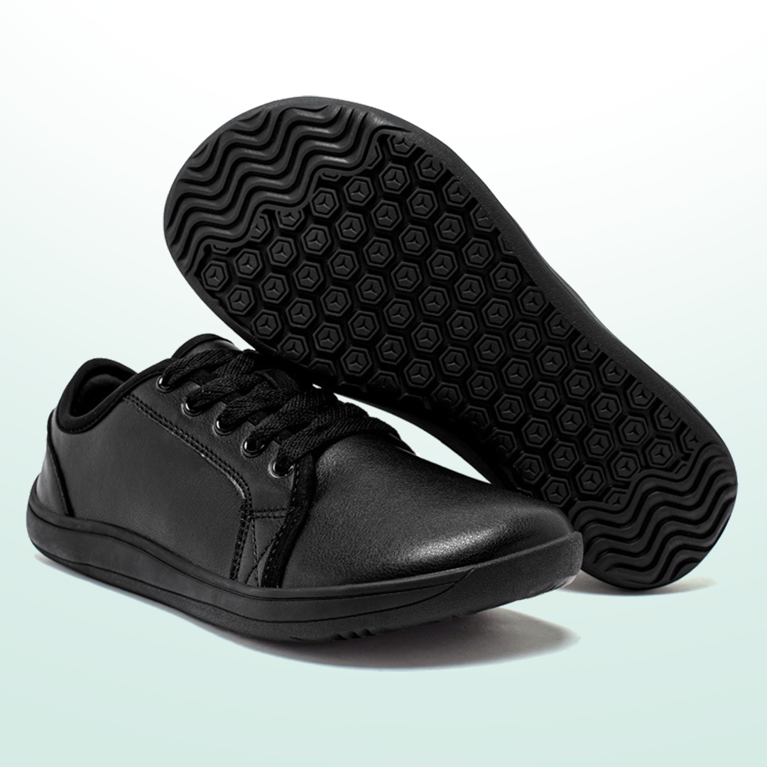 Lorry Vamp Leather Barefoot Shoes - Black