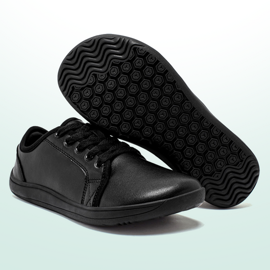 Lorry Vamp Leather Barefoot Shoes - Black