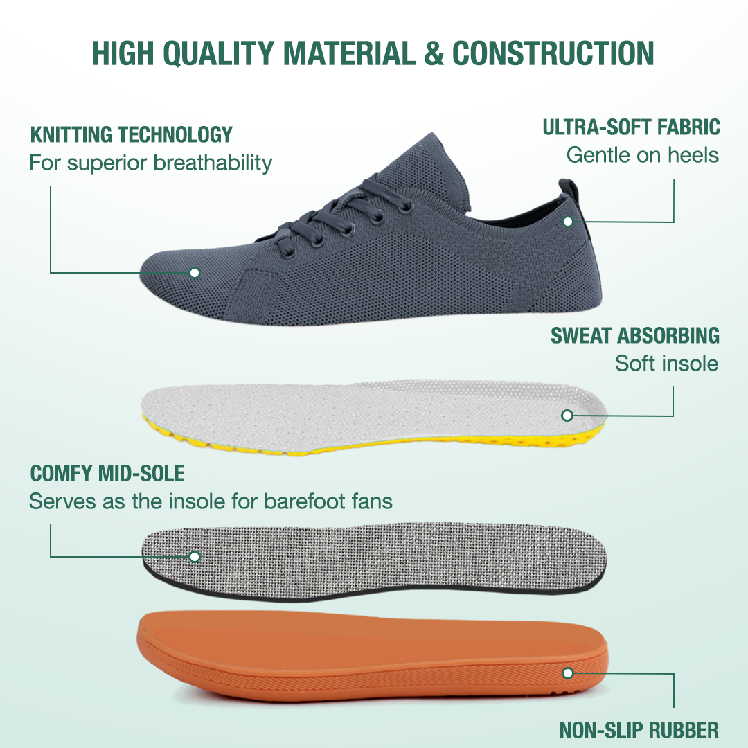 Zarvia Barefoot Shoes - Dark Grey Gum